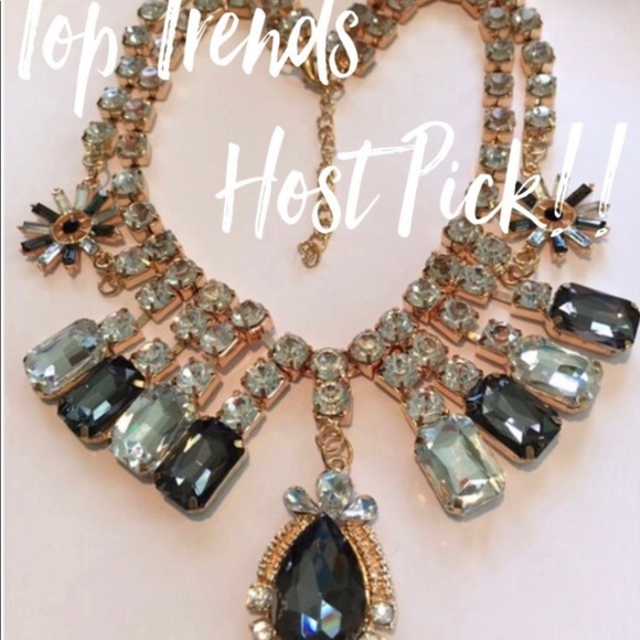 Statement Gold, Crystal, Smoky Quartz Necklace - Picture 4 of 4